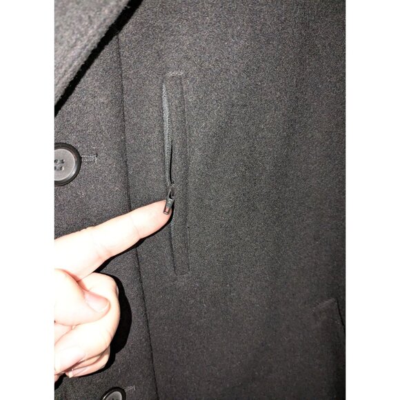 Lauren Ralph Lauren Men Blk Wool Cashmere Coat Lg 42 quilted Button Zip overcoat - Picture 15 of 16